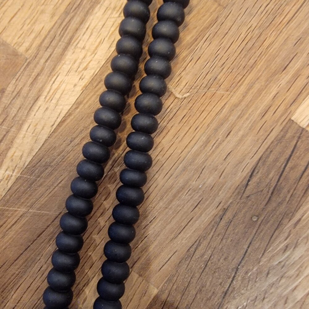 Jet Matte Glass Small Rondelle Round Beads 14 inch/35CM Strand Blue Moon Beads - Picture 3 of 8